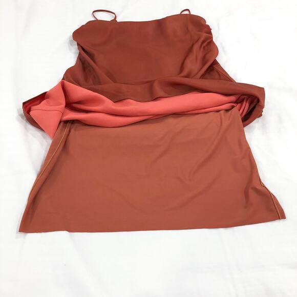 NWT SPANX Carefree Crepe Reversible Slip Midi Dress Coral Orange Sedona - Picture 12 of 14